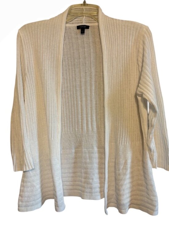 Apt. 9 Sweaters - Apt 9 White Ribbed Lightweight Cardigan Sweater Casual Spring & Summer  Large